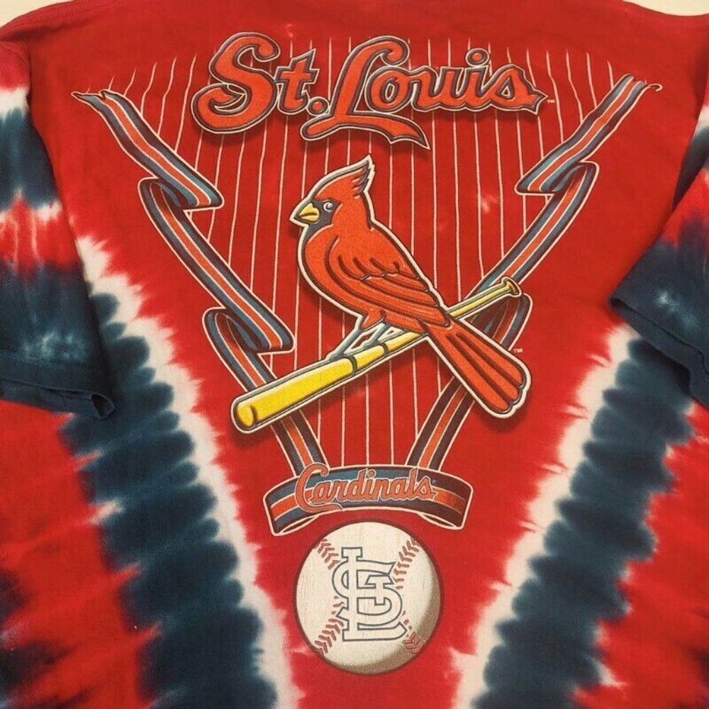 Majestic Liquid Blue St. Louis Cardinals Tie Dye All Over Print T Shirt Mens 2XL - Picture 5 of 8